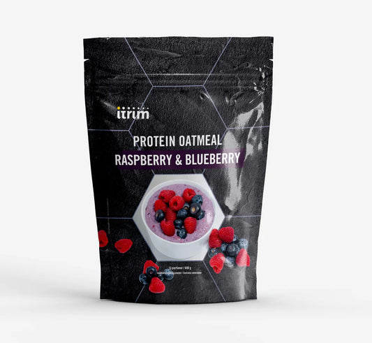 Låda Protein Oatmeal Raspberry & Blueberry (8 stycken)